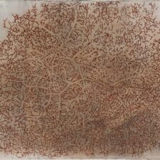 Merging story in mud tree, Terracotta and charcoal dust on paper, 40.5in x 60.5in, 2019