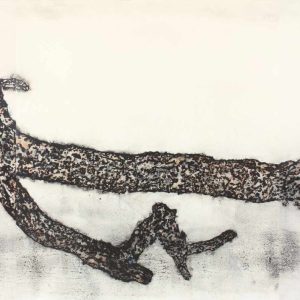 Into the ground, over the horizon, Coal dust and watercolour on paper, 54in x 144in, 2018