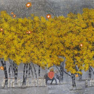 Invisible whispered stories, Acrylic on tarpaulin, 5.5x32.5ft, 2024