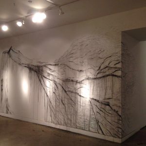 Melted tree on wall at Aicon gallery, NY 2014